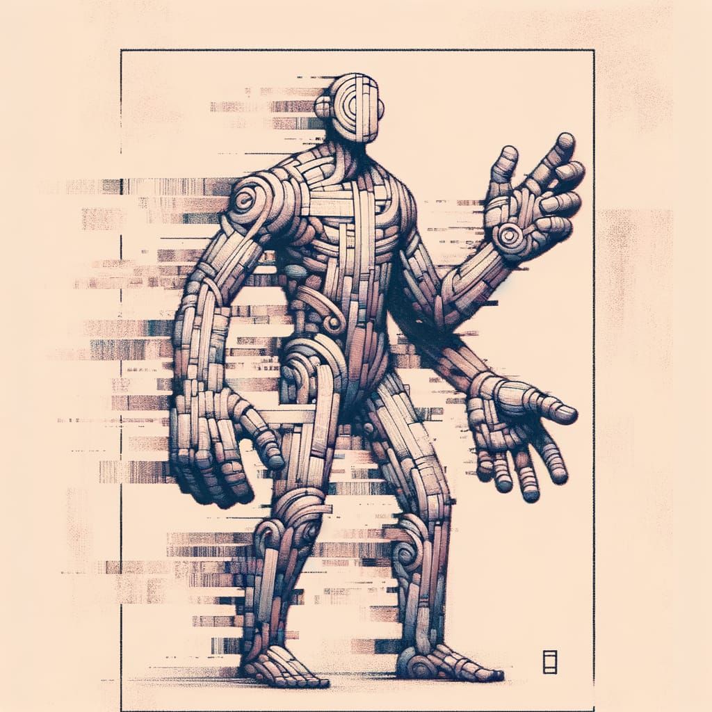 Distorted Human Figure with Imperfections