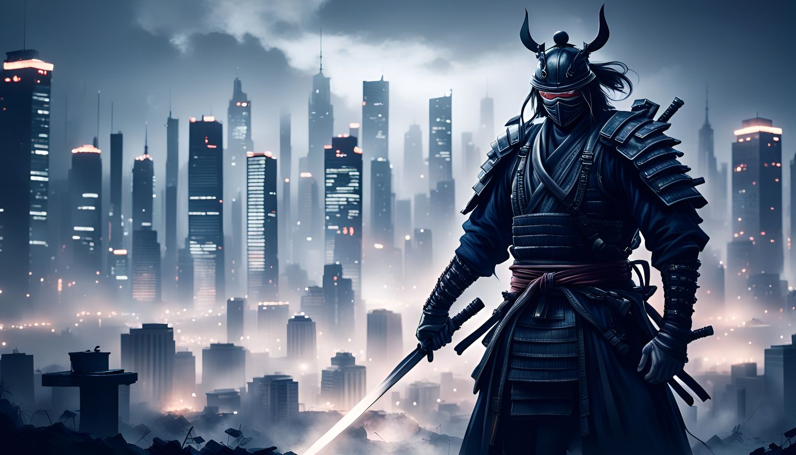 A samurai with his Glowing Katana