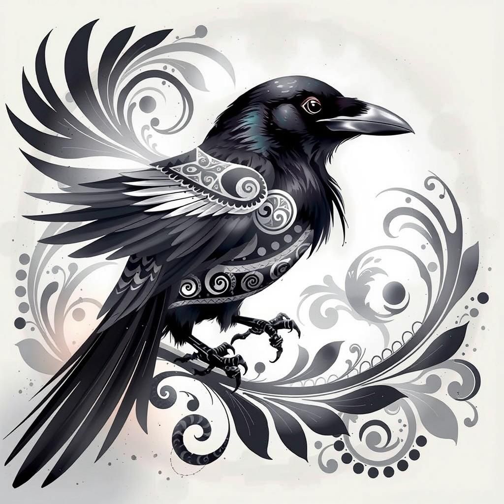 IntA high-quality, monochromatic folk art illustration of a ...