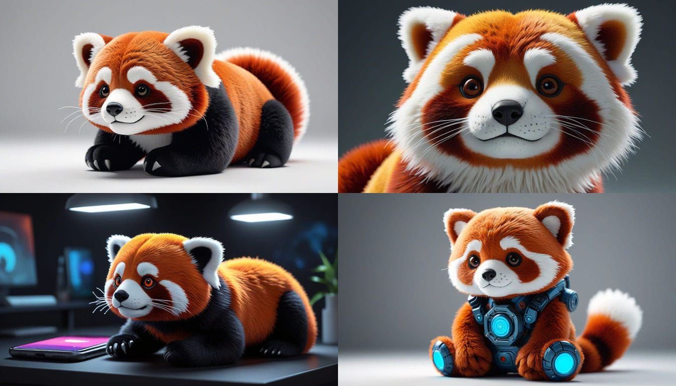 Hyperrealistic Robotic Red Panda Plush Toy
