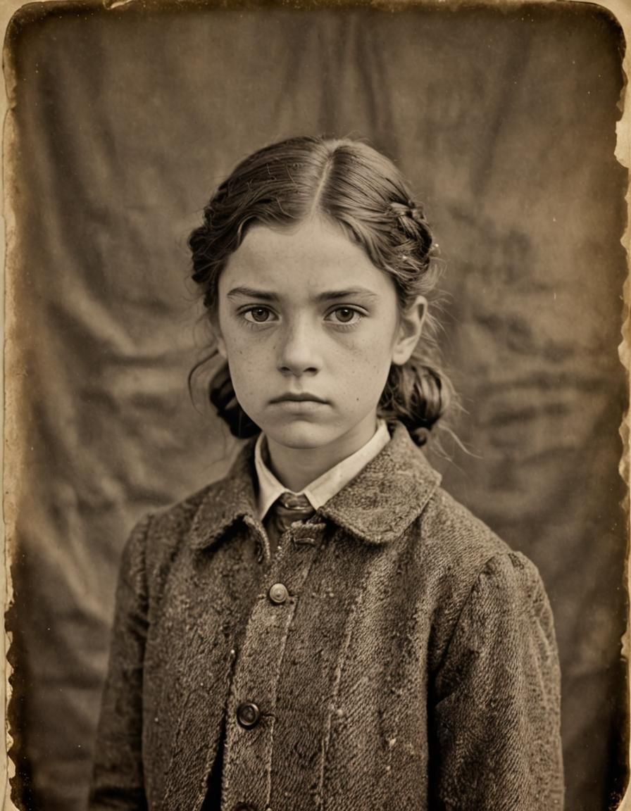 1800s Style Portrait of a Schoolgirl in Sepia
