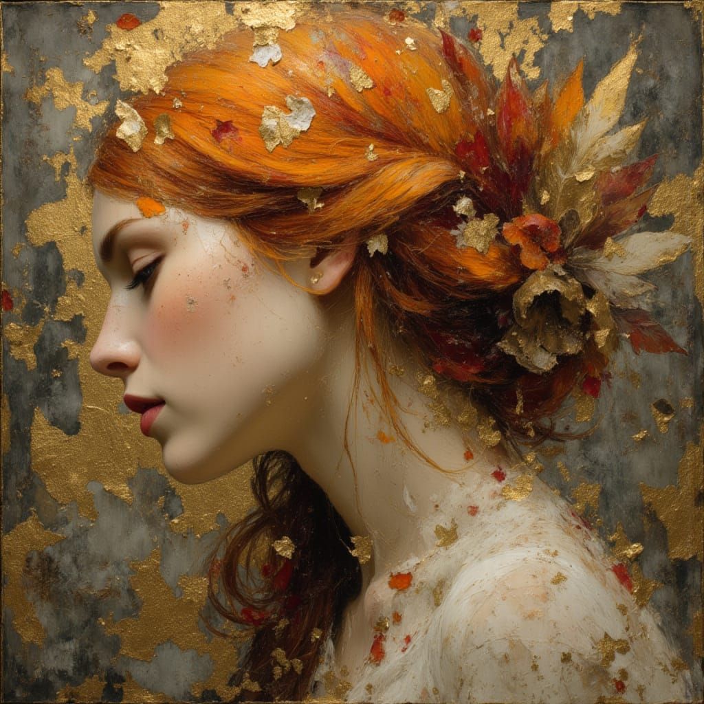 Ethereal Redhead Portrait in Comic Art Style