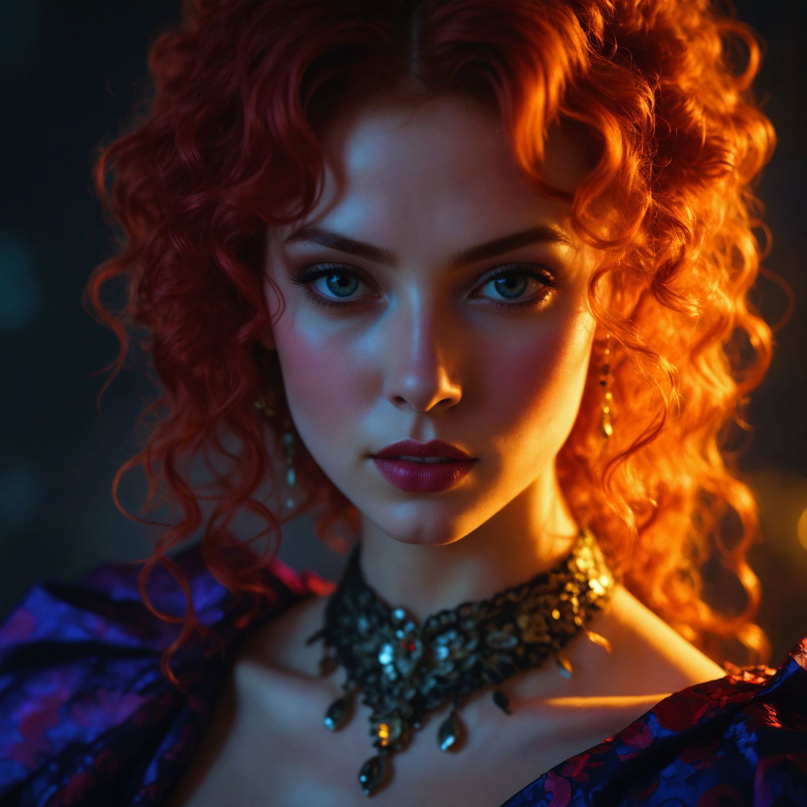 Woman with Red Hair in Art Nouveau Style