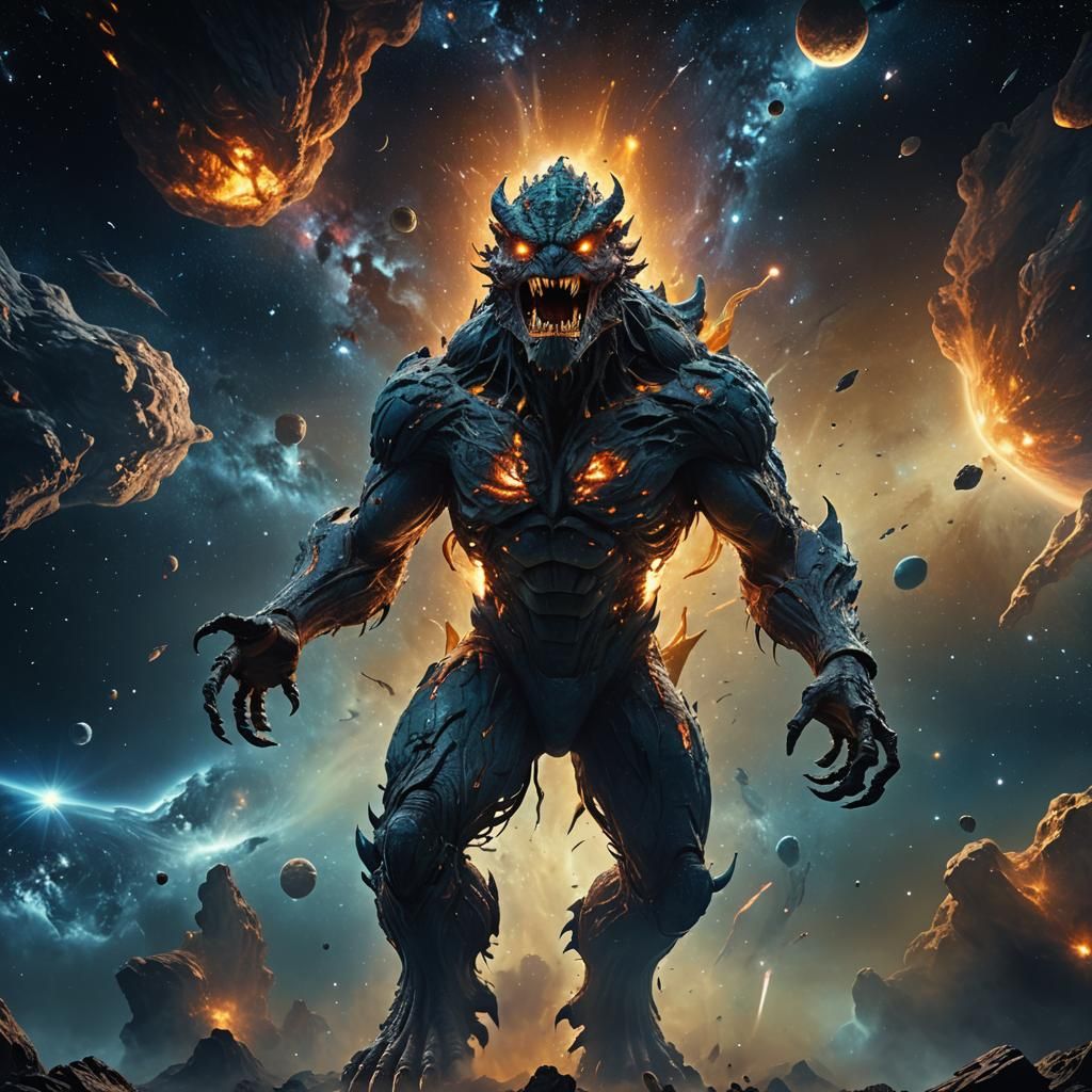 Enormous Space Monster with Ethereal Lighting