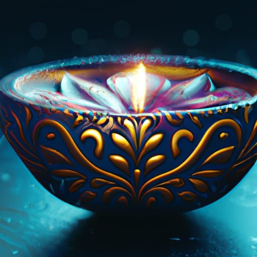 Diwali Candle: Revered Treasure in Detailed Matte Painting
