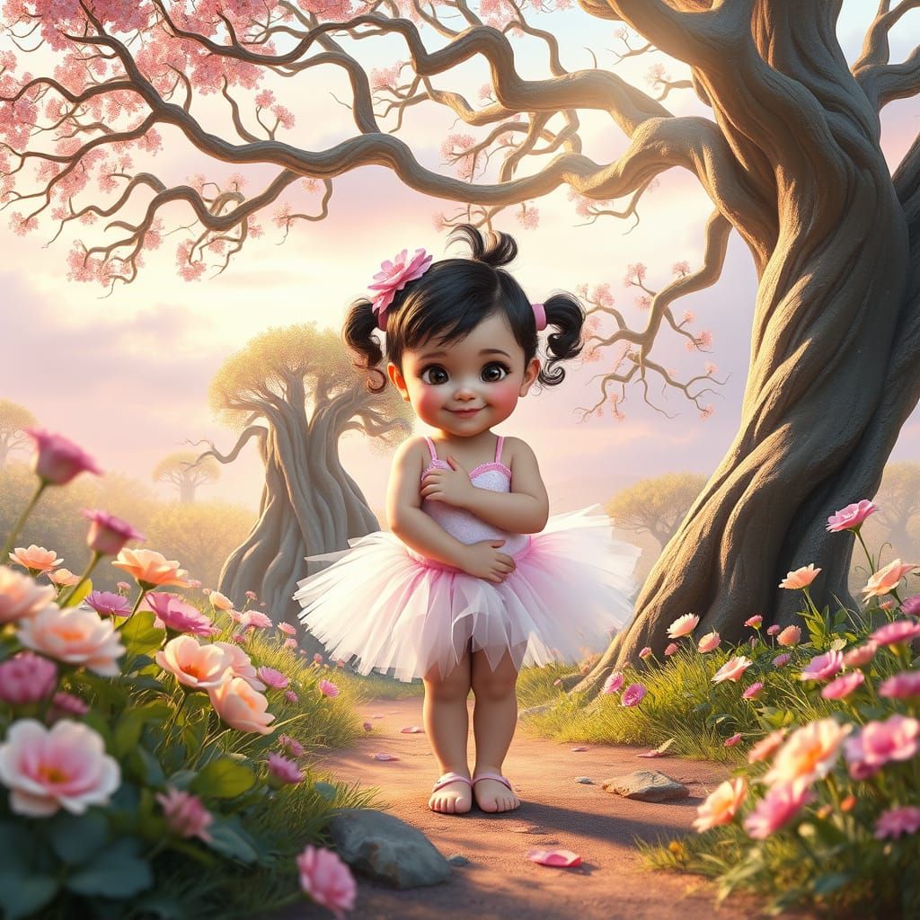 Whimsical Toddler Ballerina in a Fantasy World