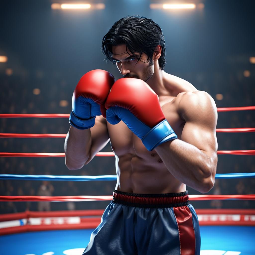 Handsome Boxer in a Ring: Detailed Matte Painting