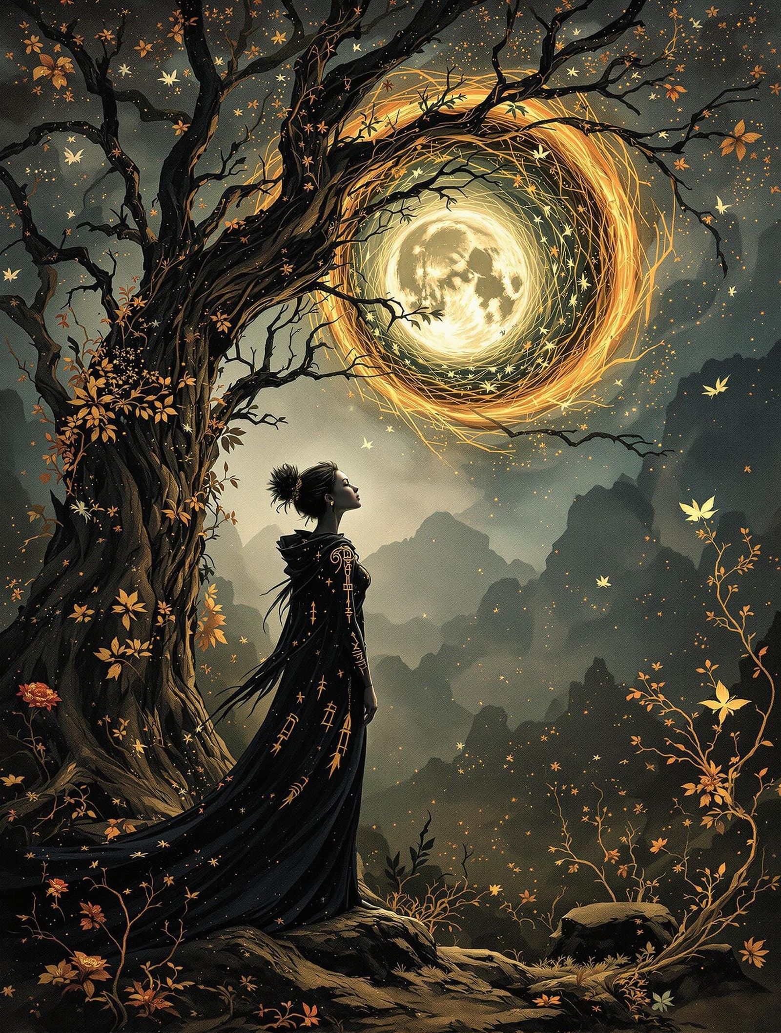 Luminous Dreamer Amidst Whispers of Ancient Forest