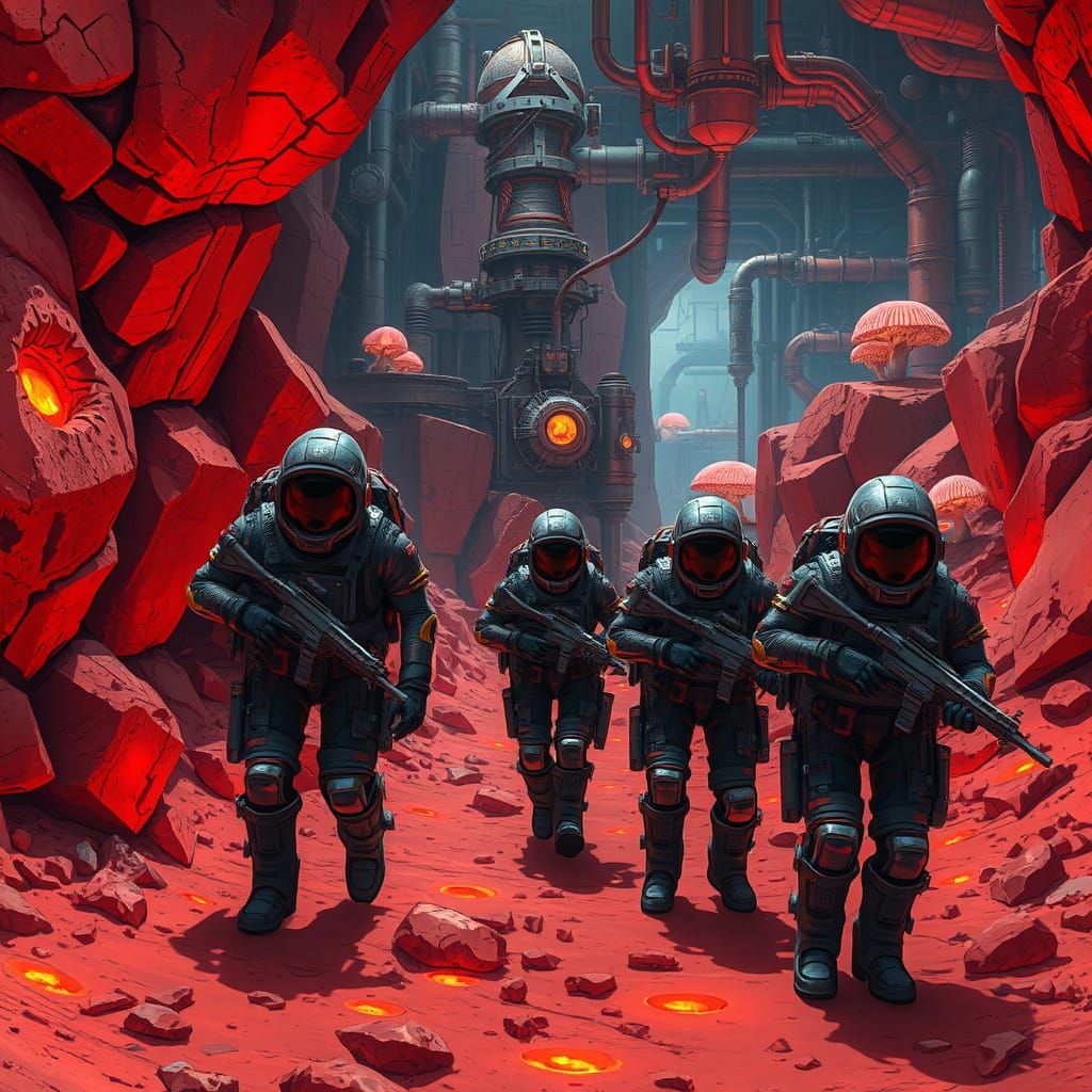 Red Planet Mining Colony with Fremen Rebels in Steampunk Gea...