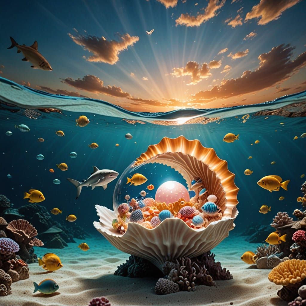 Surreal Underwater Scene in Enchanting Shell Harmony