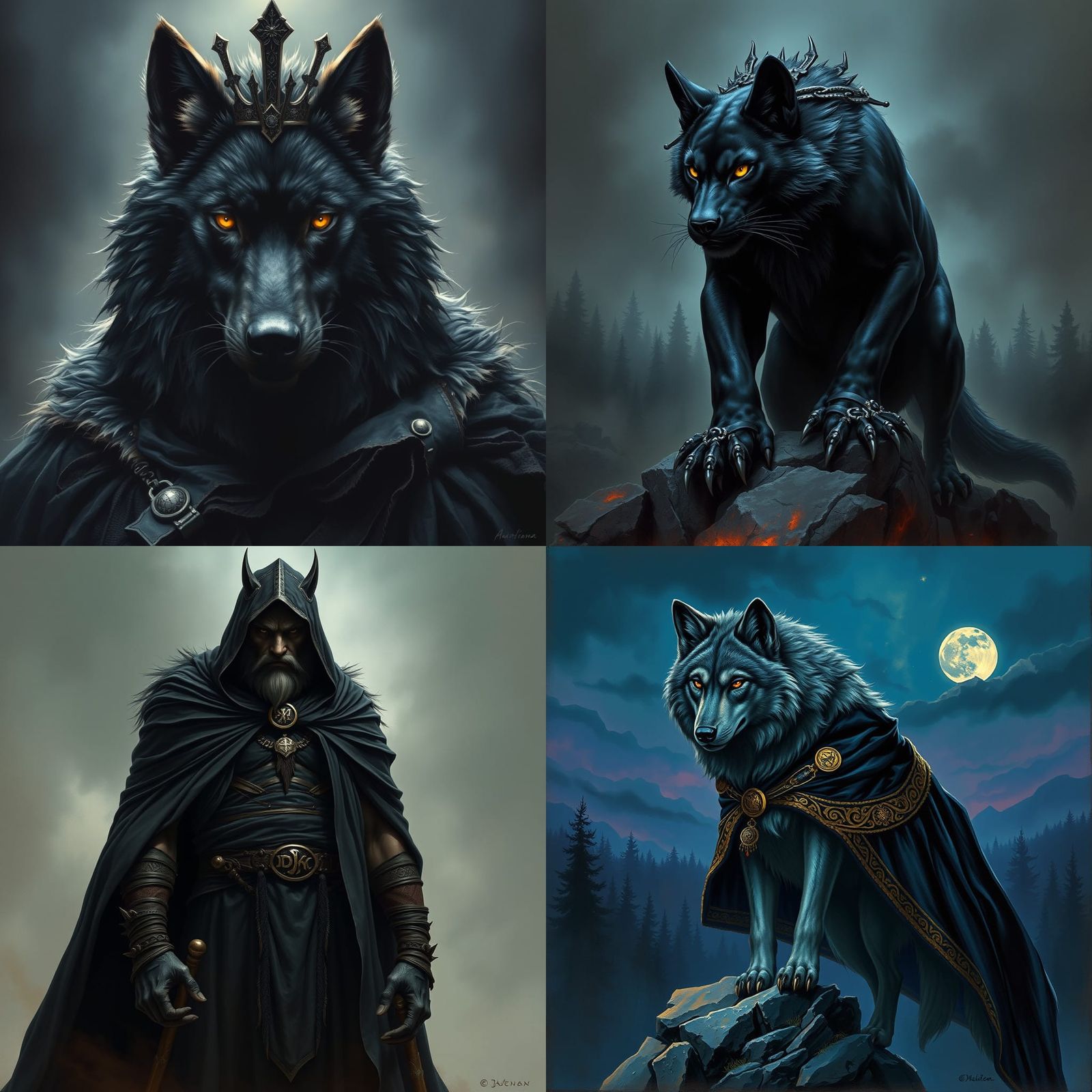 Wolf King in Black: A Regal Portrait