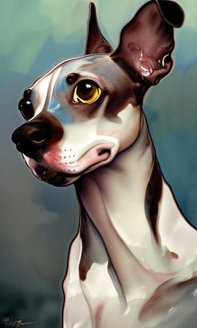 Italian Greyhound Dog and Puppy in Watercolour