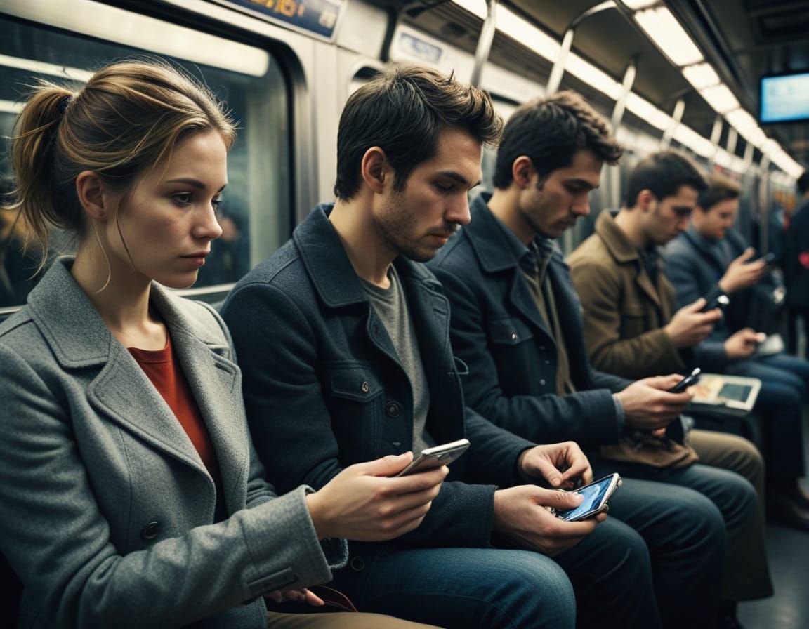 Subway Commuters in Moody Light