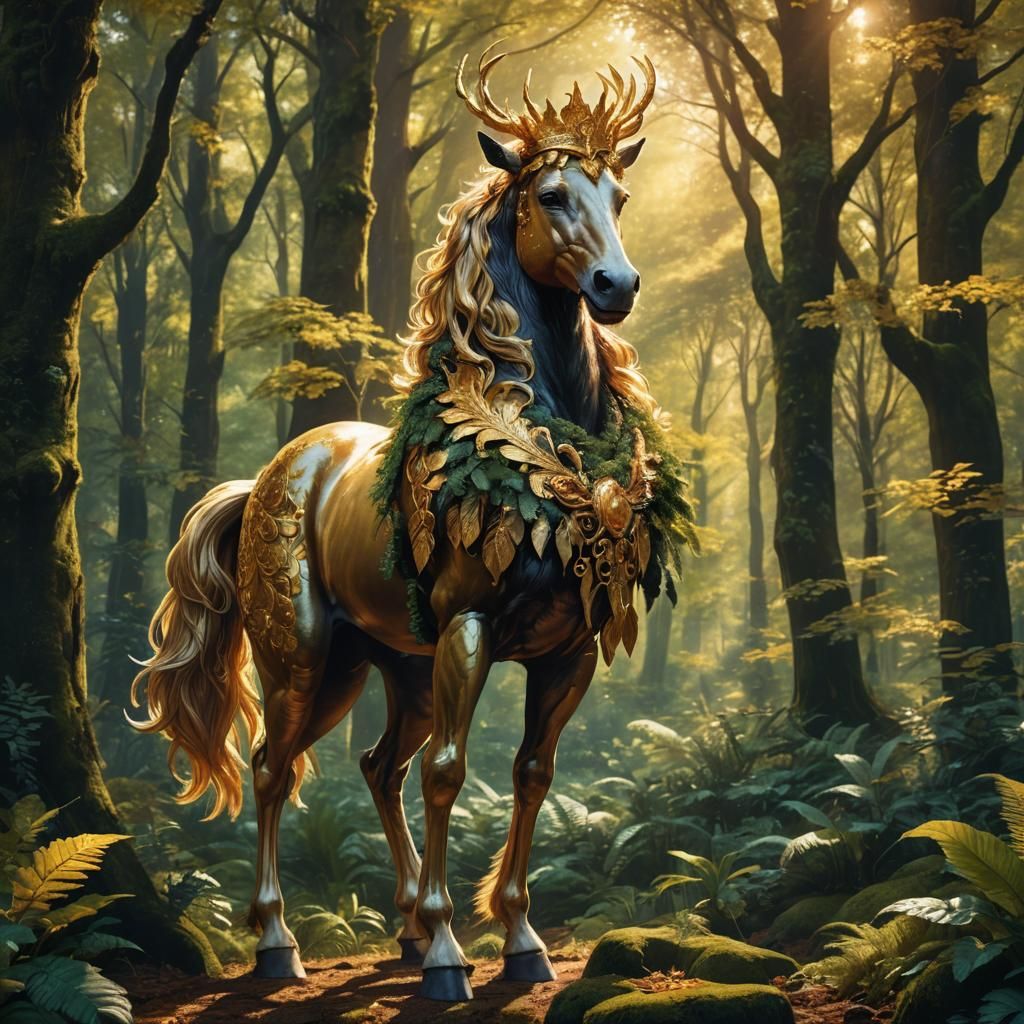 Majestic Centaur King in Lush Forest