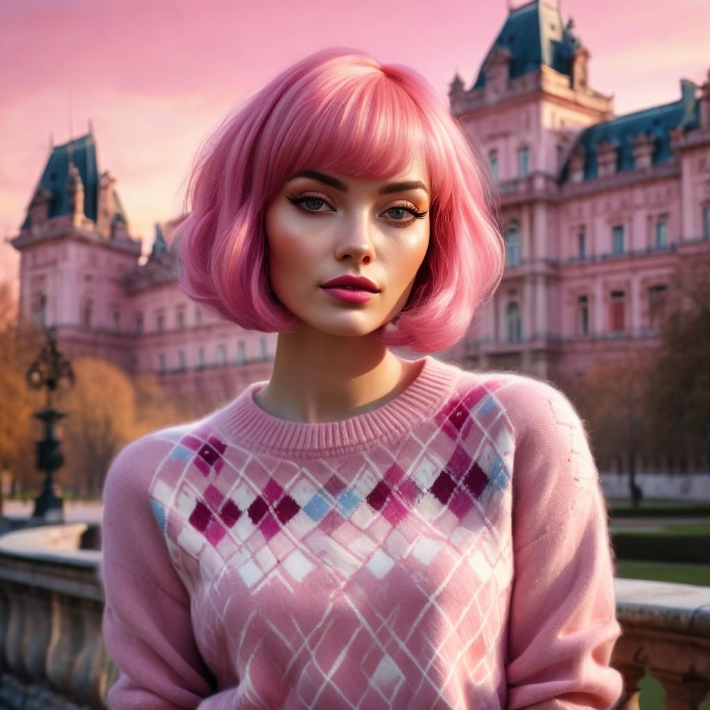 Pink Portrait in Style of Impasto Painting