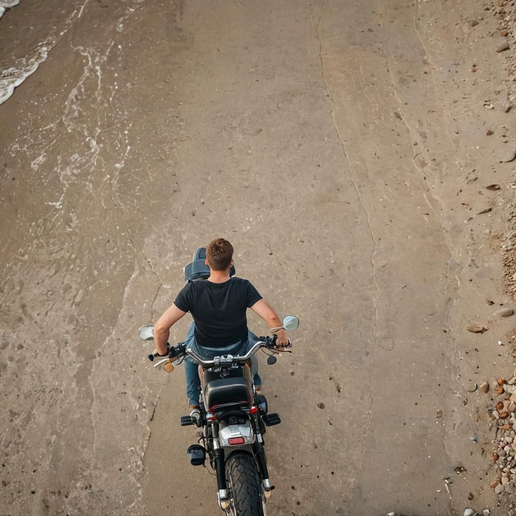 Man on Triumph Bonneville in Coastal Italy
