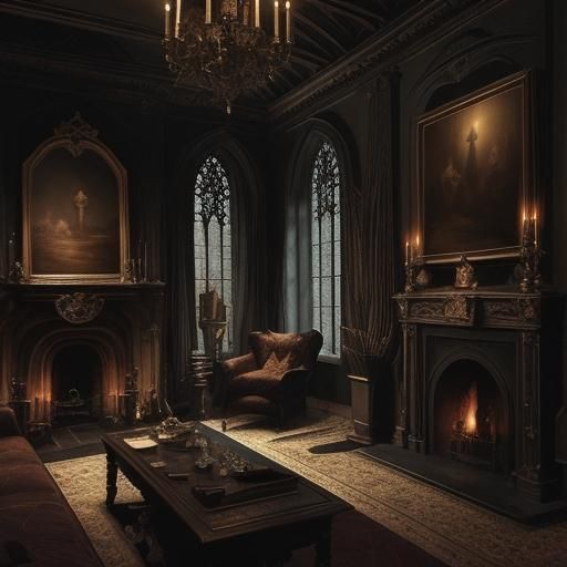 Vampire in Castle Hall With Gothic Atmosphere