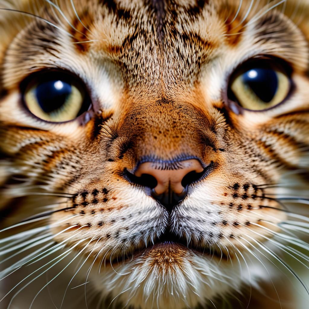 Une image macro d'un bourdon sur le bout du nez d'un chaton....