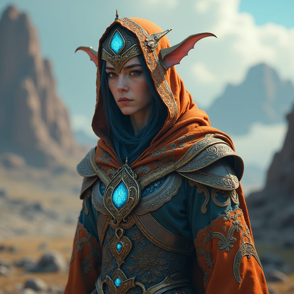 Mystical Figure in Fantasy Landscape, Digital Art