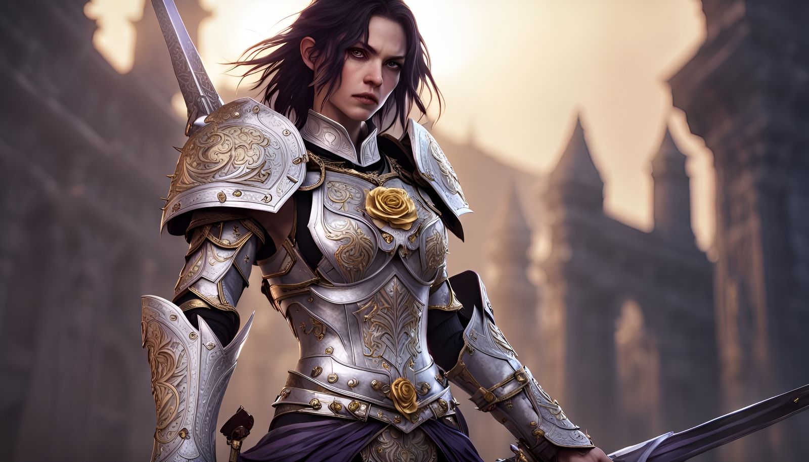 Female Knight with Holy and Unholy Swords