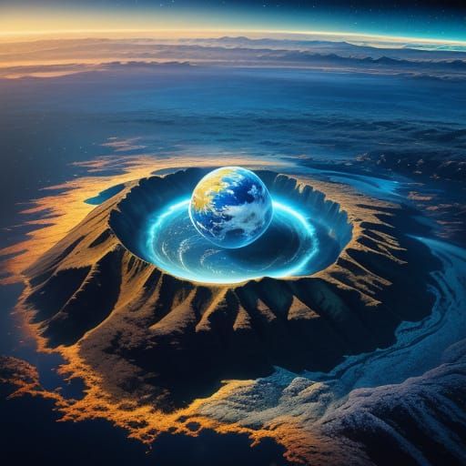 Majestic Earth in Space: Digital Oil Painting