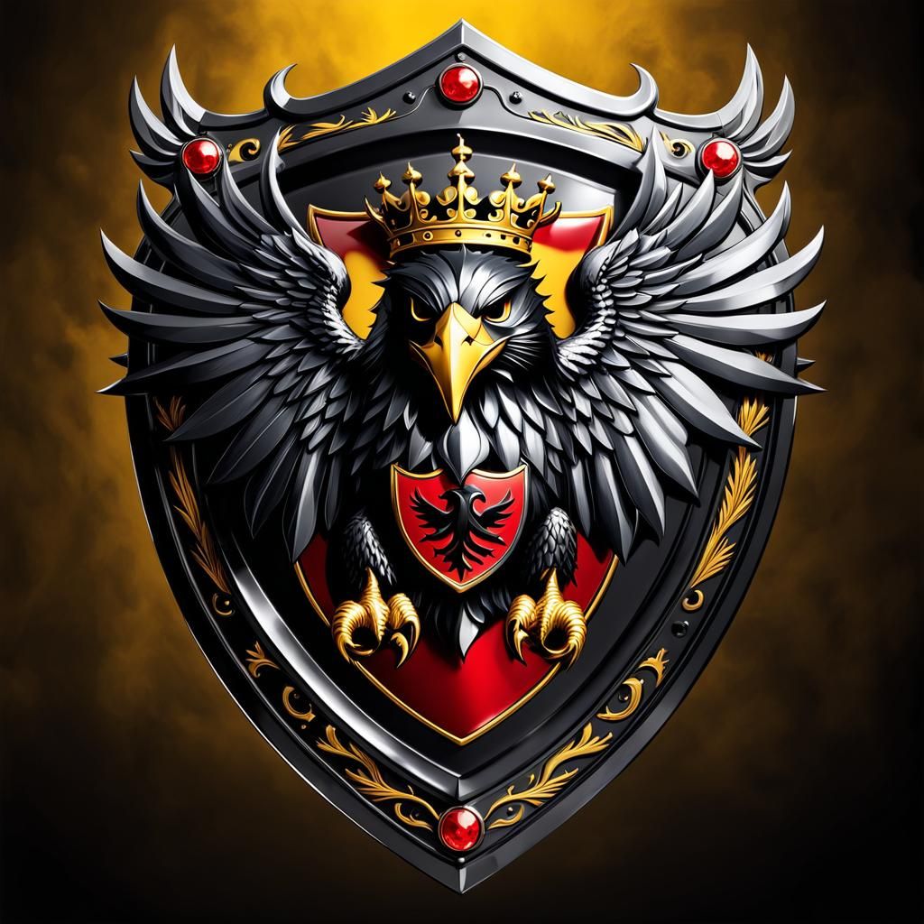 A fantasy medieval imperial eagle emblem on a shield
