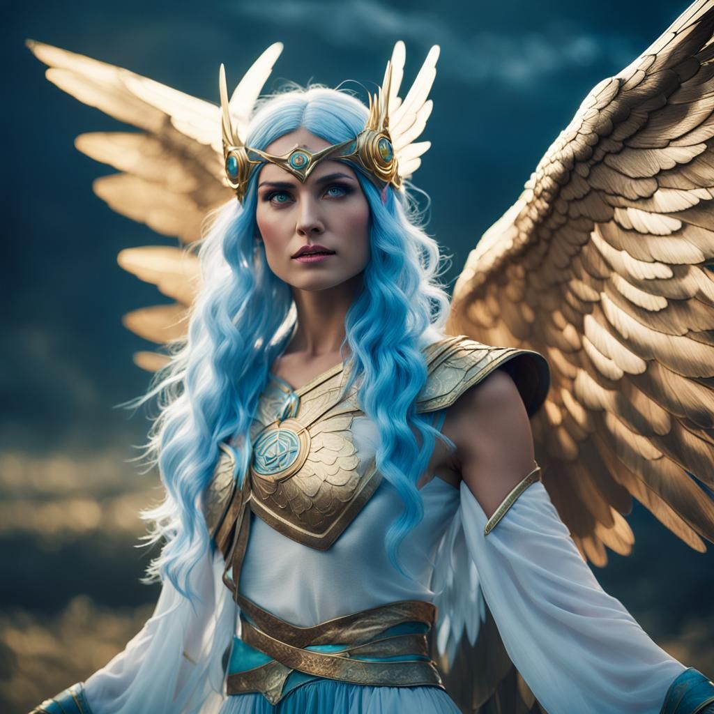 Nordic Goddess of the Sky in Cinematic Pose