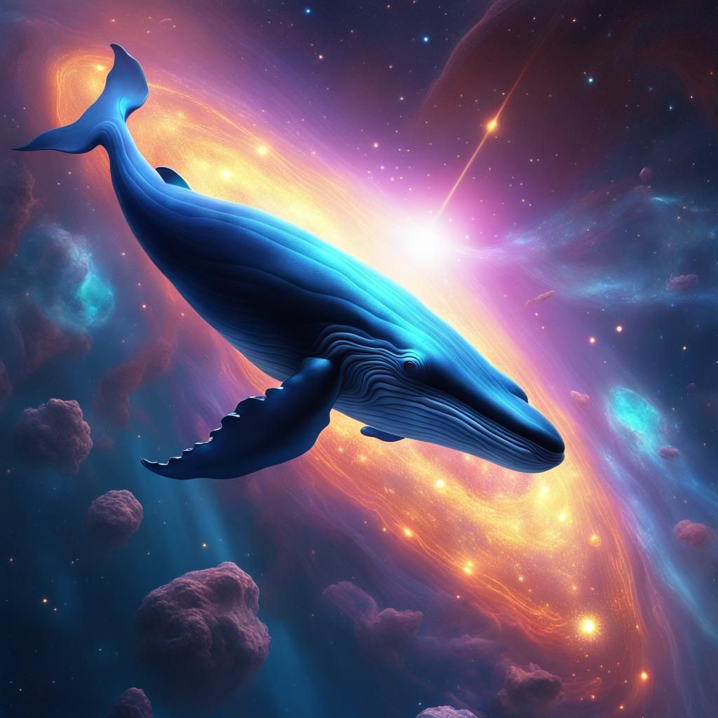 Blue Whale in Space: Epic Digital Painting