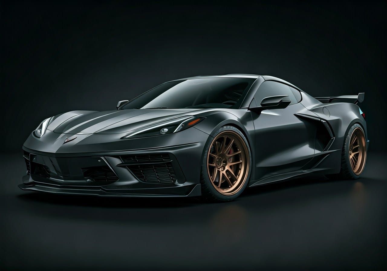 Sleek Matte Black Corvette C8 with Rocket Bunny Widebody