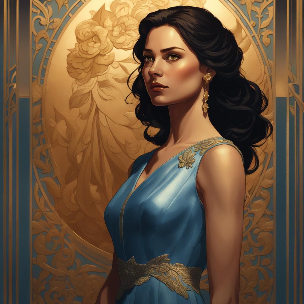 Elegant Woman in Studio, Adam Hughes Style