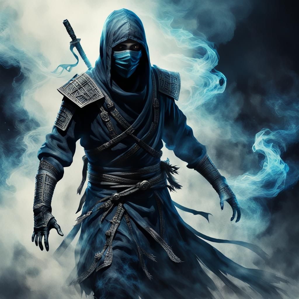 Ethereal Ninja Figure in Dark Fantasy Style