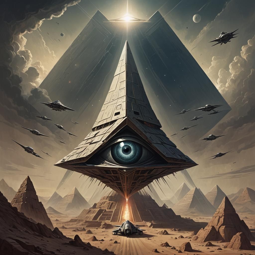 Sinister All-Seeing Eye Pyramid Spaceship