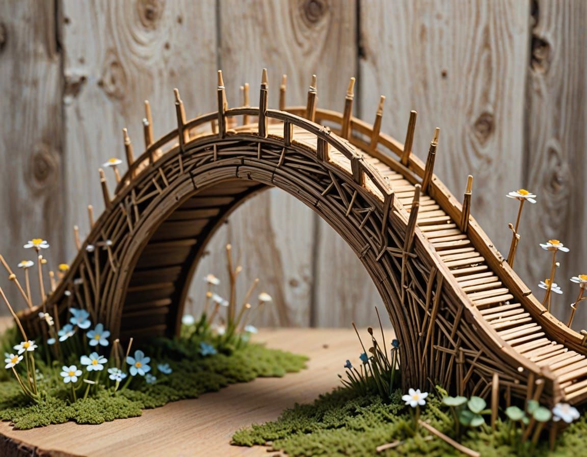 Rustic Folk Art Bridge in Warm Light
