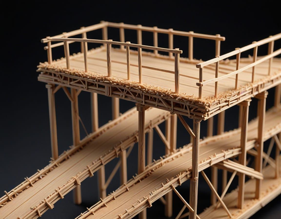 Intricate Miniature Bridge Crafted from Toothpicks and Wood ...