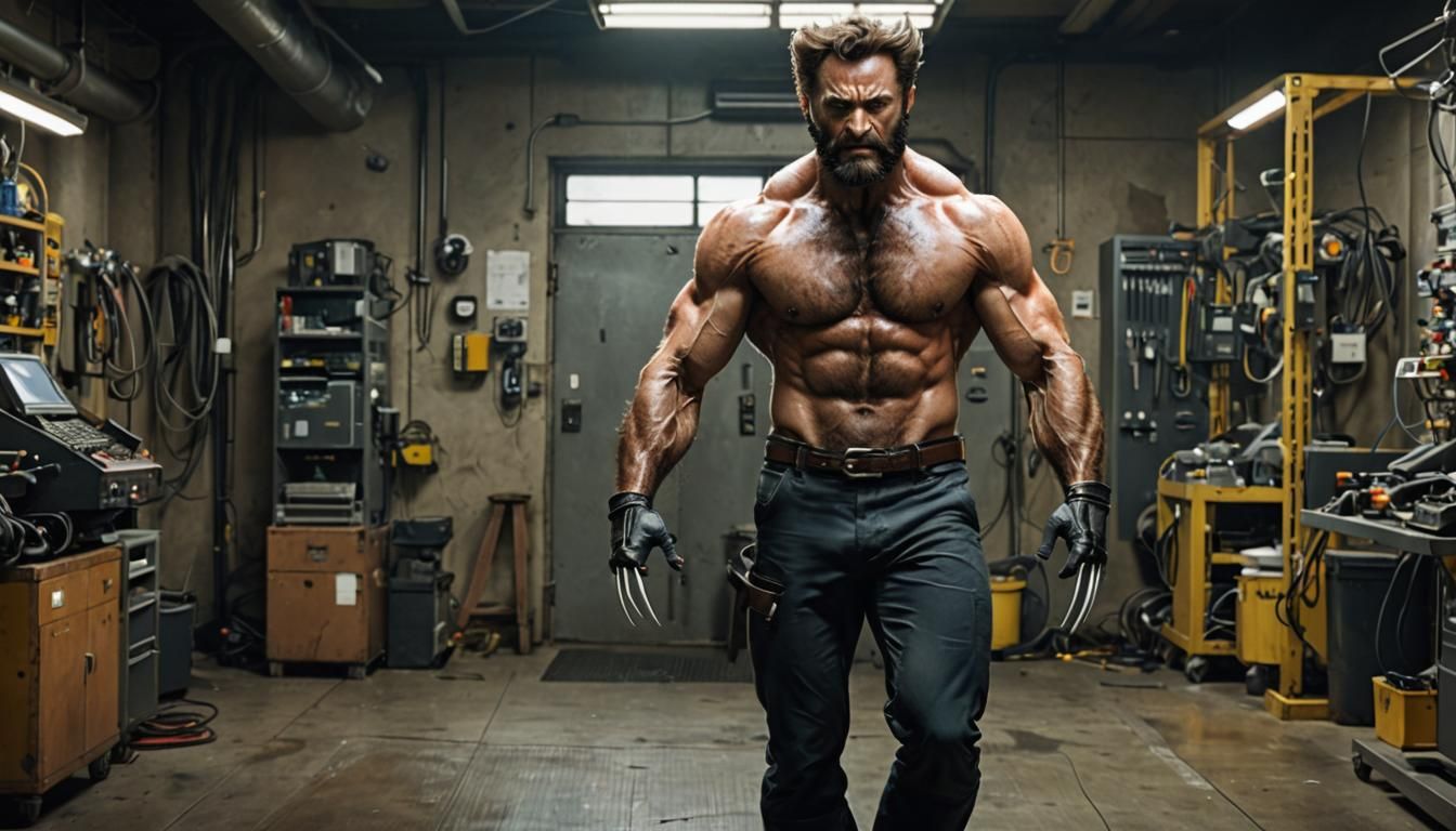 Techno Master: A Muscular, Bearded Marvel in 8K