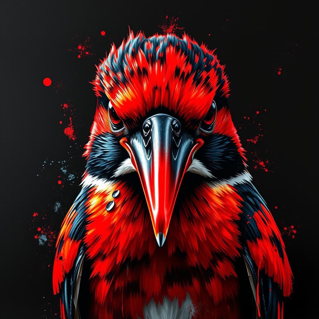 Furious Kingfisher Portrait in Urban Graffiti Art Style