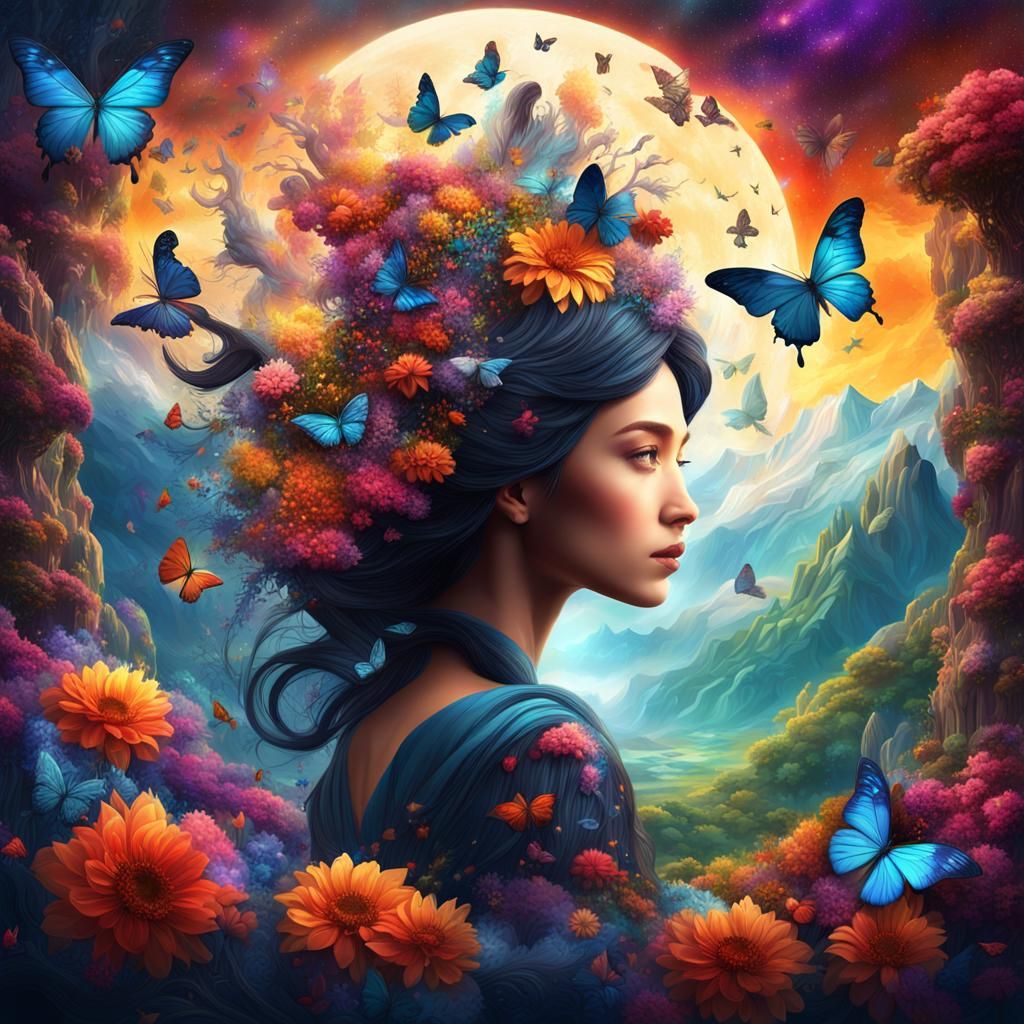 Abstract Woman in a Fantastical Landscape