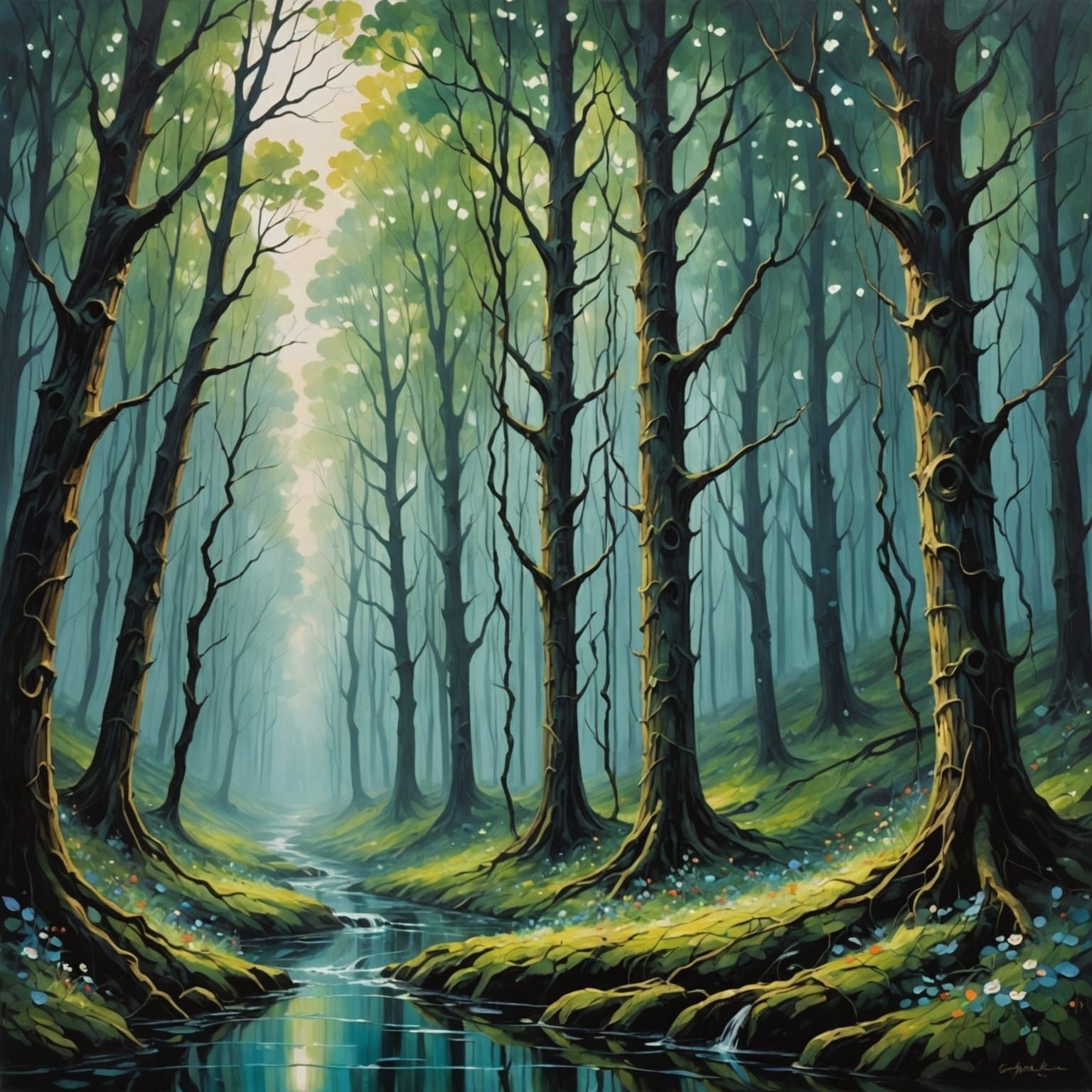 Dreamlike Impasto Scene with Adorable String Phenomenon in a...