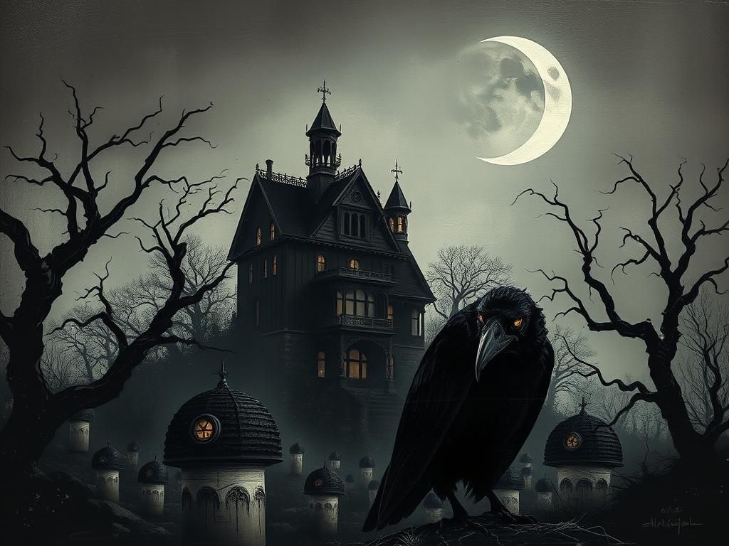 Haunted House with Bird in Baroque Style