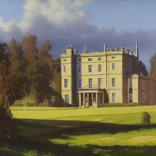 Stately Home in Rolling Hills: Oil Painting
