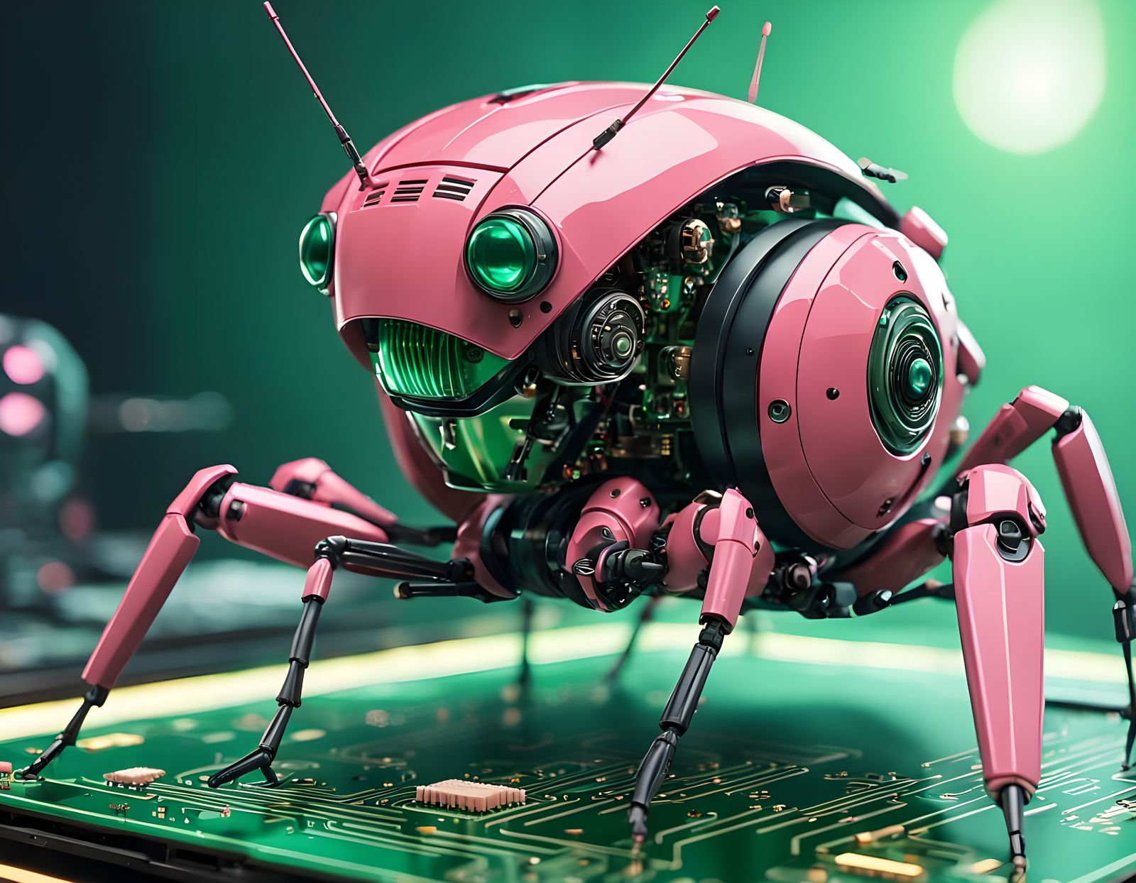 Cute Cricket Robot in a Tech Wonderland
