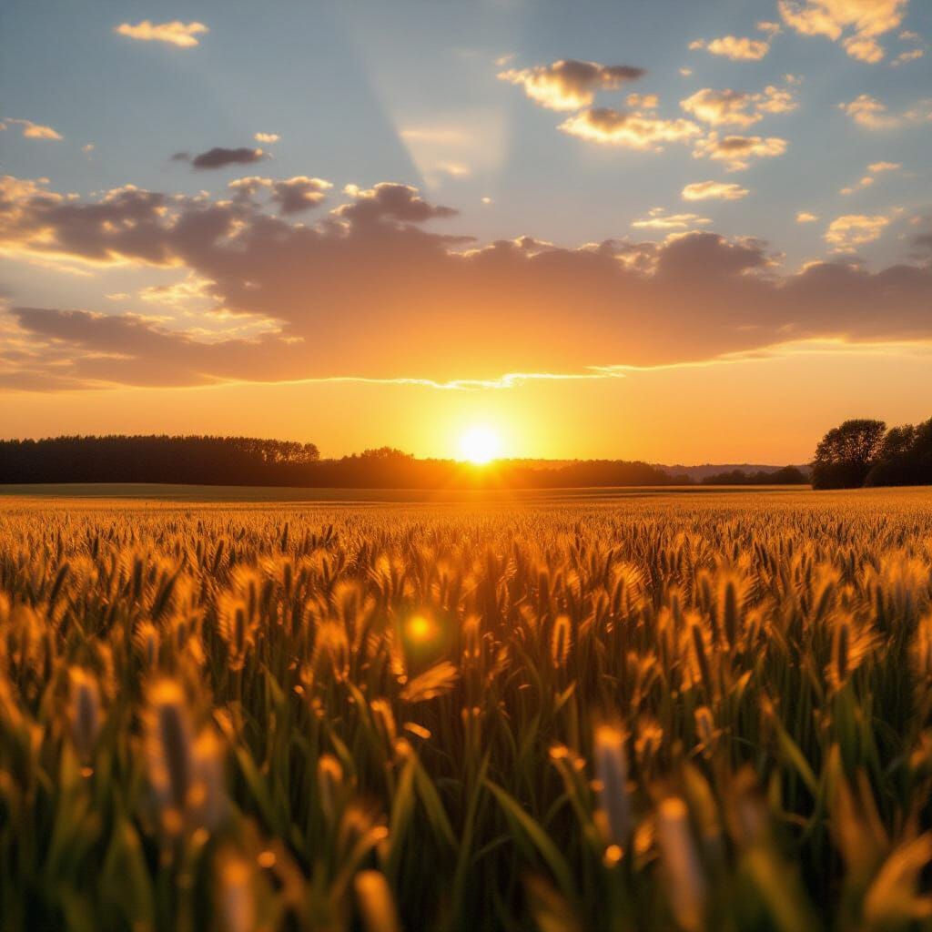 Golden Sunset Landscape in Cinematic Style