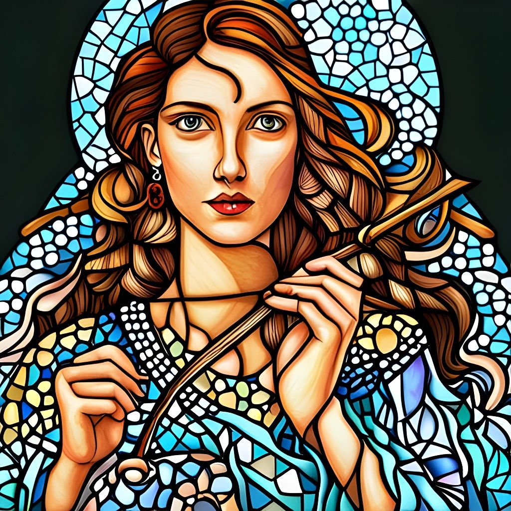 Woman Covered in Honey, Stained Glass Mosaic