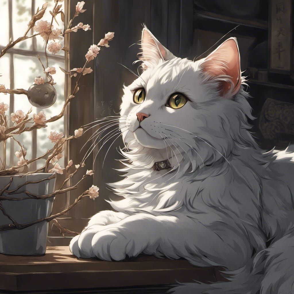 Hyperrealistic Cats in Anime Style