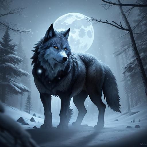 Wolves Howling in Snowy Forest: Digital Matte Painting