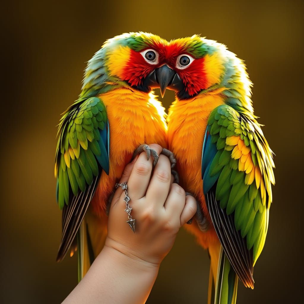 Charming Parrot Perched on a Cherubic Child