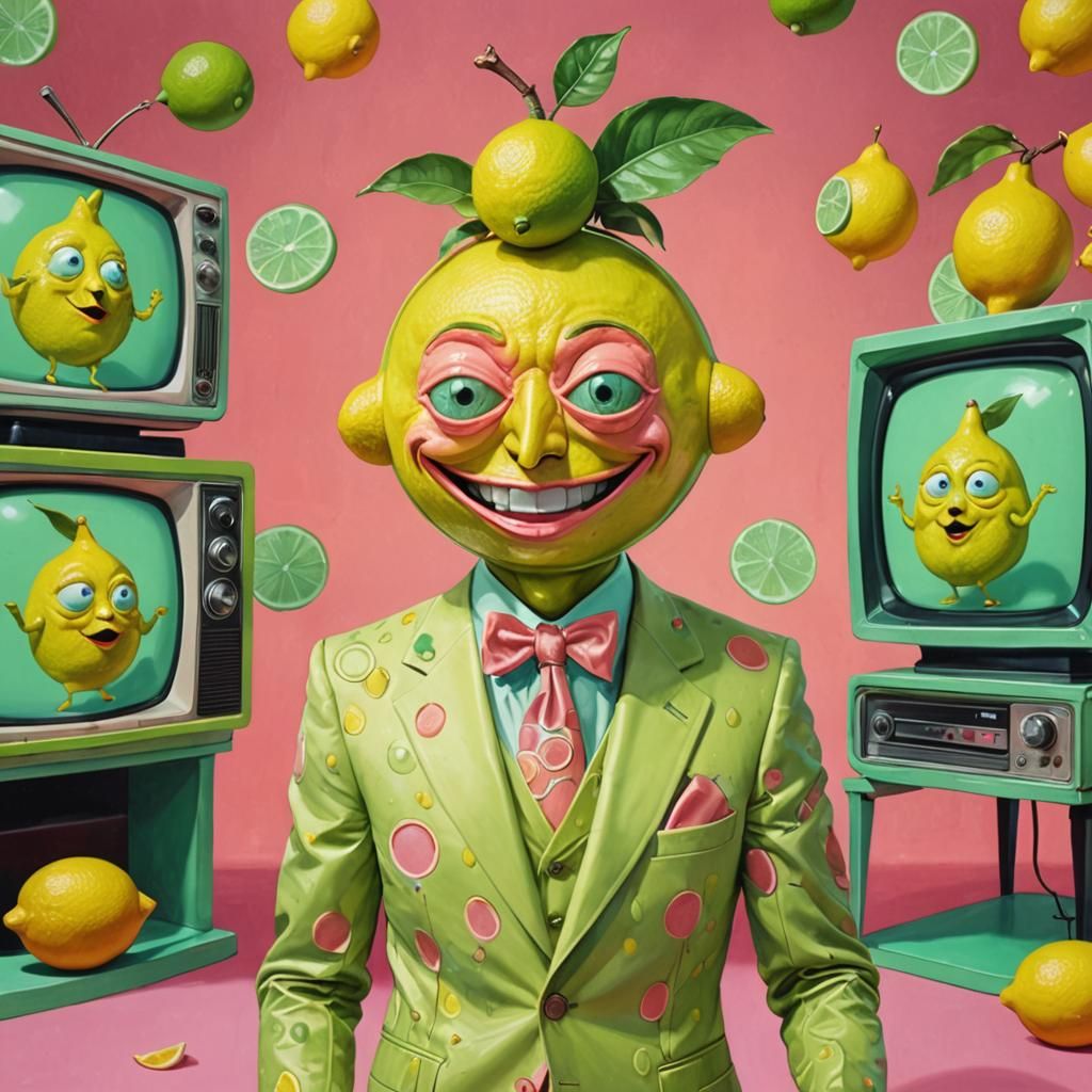 Lime-Lemon Hybrid in Retro Cartoon Style