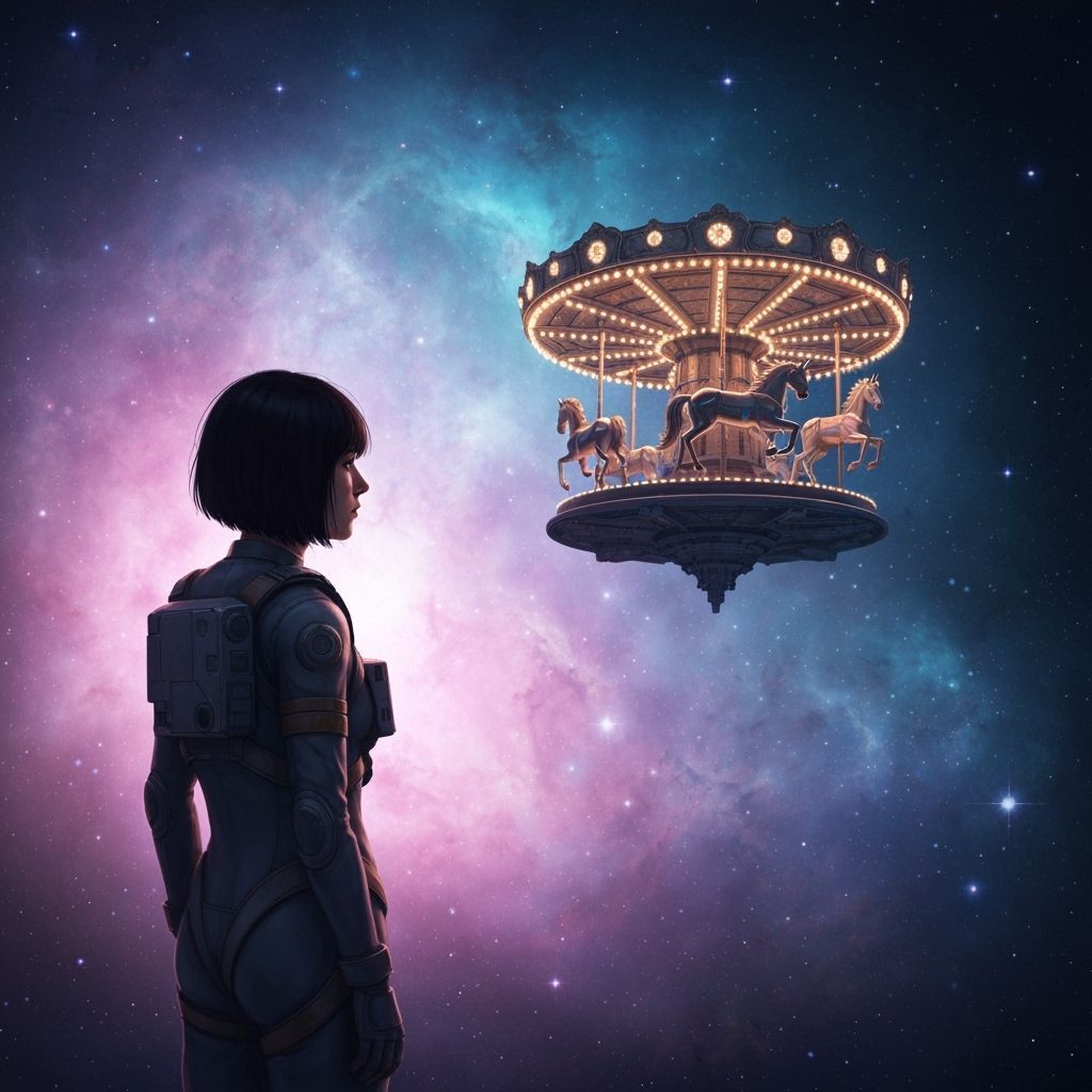 Astronaut Adrift Contemplating Cosmic Carousel