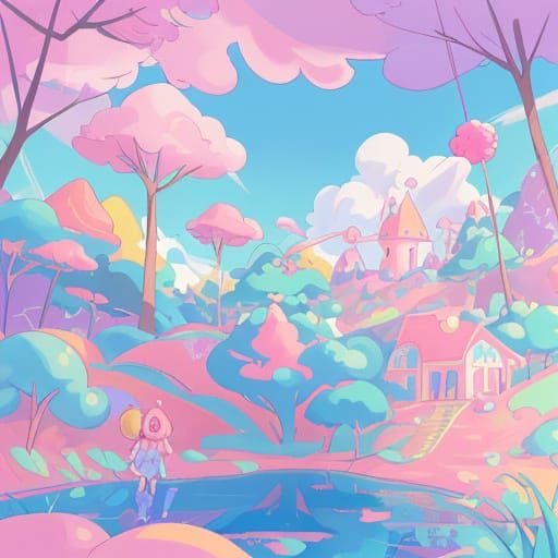 Whimsical AI Landscape with Morte Lenta and Vagomaster in Ce...