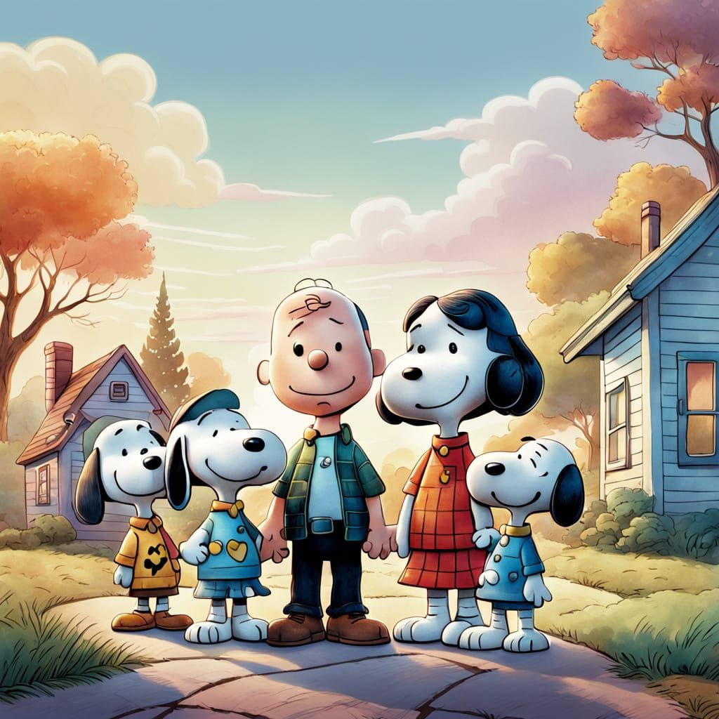 The Snoopy Family: A Vibrant Digital Illustration